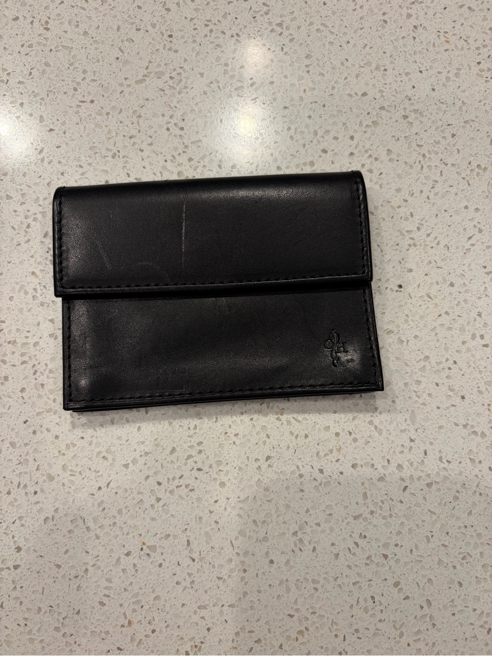 Cole Haan Men's Black Leather Card & Coin Wallet Change Holder